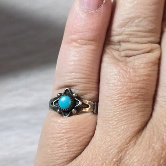 Vintage Indian Bell Trading Post Sterling Silver Turquoise Ring Approx Size 6 - Picture 1 of 7